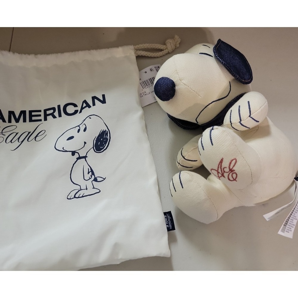 New American Eagle Snoopy Plush e/ Bag Limited Edition Collectible Peanuts